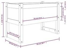 Vaso/floreira 78x40x52 cm pinho maciço branco