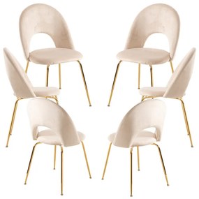 Pack 6 Cadeiras Dawa Gold Veludo - Beige