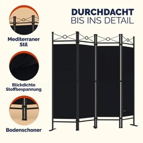 Conjunto de 2 Biombos Lucca,  4 painéis 180x163cm pretos