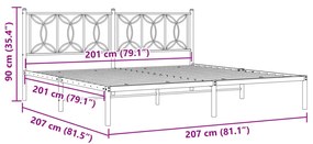 Estrutura de cama com cabeceira 200x200 cm metal preto