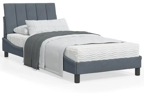 vidaXL Estrutura de cama c/ luzes LED 90x190 cm veludo cinzento-escuro