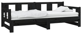 Estrutura sofá-cama de puxar 2x(90x200) cm pinho maciço preto