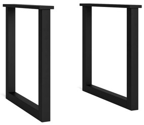 Suporte - Pés - Base - Apoio - Em forma de U - Pés de mesa em madeira maciça - Sala de estar - Sala de jantar - Escritório - Preto lacado - 70x71cm