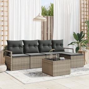 Conjunto de Sofás de Jardim com Almofadas preto Rattan Poliéster 5 Peç