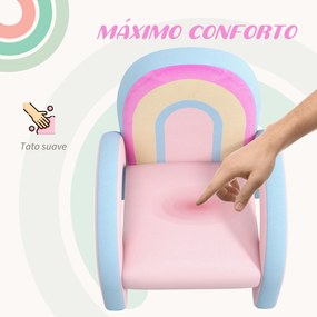 Poltrona para Crianças Pequenas em Forma de Arco Íris para Crianças de 1,5 a 5 Anos para Dormitório Sala de Estar kg 43x41x51 cm Rosa