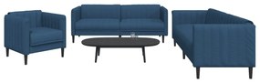 3 pcs conjunto de sofás tecido azul