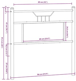 Cabeceira de cama 90 cm derivados madeira/aço carvalho castanho