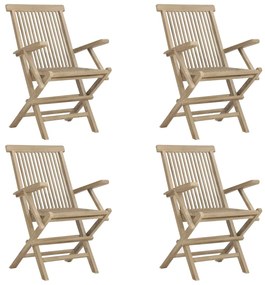5 pcs conjunto de jantar p/ jardim madeira de teca maciça cinza