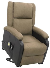 vidaXL Poltrona de massagens tecido cinzento-acastanhado