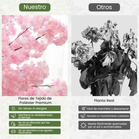 Cerejeira artificial 190 cm de altura Planta de flores sintéticas com 1170 flores cor-de-rosa Vaso de plantas Decoração de escritório em casa