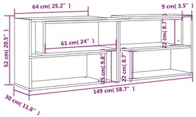 Móvel de TV 149x30x52 cm derivados de madeira cinza brilhante