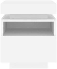 Mesas de cabeceira c/ luzes LED 2 pcs 40x39x48,5 cm branco