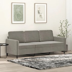 vidaXL Sofá de 3 lugares 180 cm veludo cinzento-claro