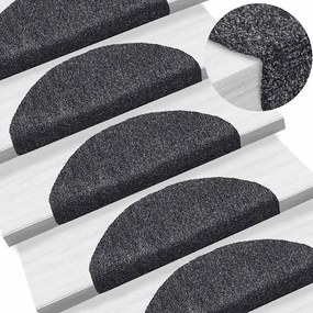 Tapetes de escada autoadesivos 30 pcs 65x21x4cm cinzento-escuro