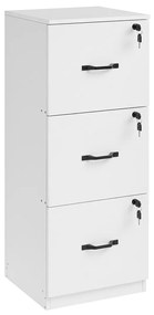 Pedestal de escritório VASAGLE com 3 gavetas, unidade de armazenamento de documentos, suporte para impressora, 3 gavetas com trava, trilho de suspensão ajustável, para arquivos A4, branco nuvem OFC055W14