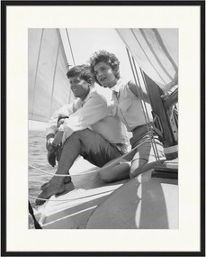 Impressão digital emoldurada John & Jackie Kennedy Sailing