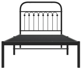 Estrutura de cama com cabeceira 90x190 cm metal preto