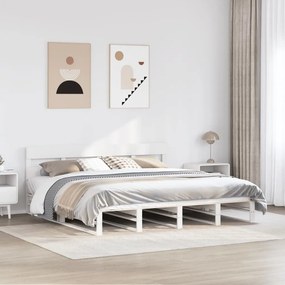 vidaXL Cama sem colchão 200x200 cm madeira de pinho maciça branco