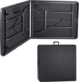 Mesa de jardim dobrável com aspecto de rattan 180 x 75 x 73 cm Preto