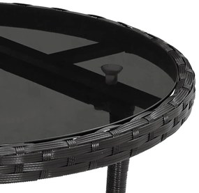 5 pcs conjunto bistrô de jardim c/ almofadões vime PE preto