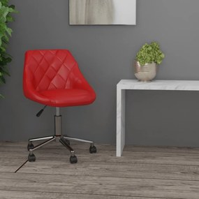 vidaXL Cadeira de escritório giratória couro artificial vermelho tinto