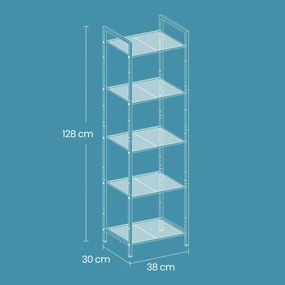 Estante de metal com 5 prateleiras  38 x 30 x 128 cm (C x L x A) preto