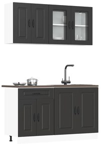 4 peças armário de cozinha conjunto Kalmar preto