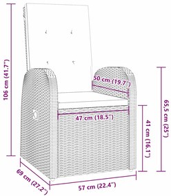 Conjunto de móveis de exterior 5 pcs Cinzento 140 x 70 x 73 cm