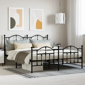 vidaXL Estrutura de cama sem colchão com pés 180x200 cm preto
