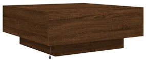 Mesa de centro com luzes LED 80x80x31 cm carvalho castanho