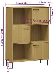 Estante c/ pernas metal 95x35x128,5 cm madeira OSLO castanho