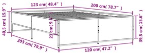 Estrutura de cama 120x200 cm derivados madeira/metal
