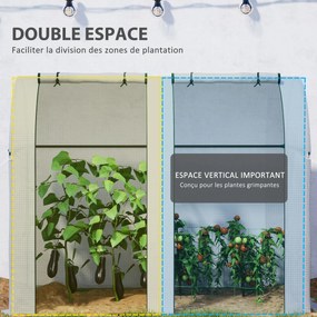 Estufa de jardim 185 x 94 x 150 cm de 1,8 m² para tomateiros, com 2 portas de correr com fecho de correr e 4 janelas enroláveis, em aço e PE 135 g/m²,