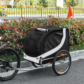 Reboque de Bicicleta para Cães, 130 x 73 x 90 cm, Rodas Insufláveis, Branco
