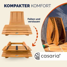 Espreguiçadeira dobrável para sauna Java em acácia 155 x 60 x 93 cm Castanho