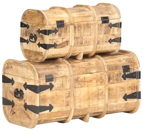 Baús de arrumação 2 pcs madeira de mangueira maciça