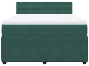 Cama com molas/colchão 140x200 cm veludo verde-escuro