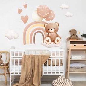 Papel de parede - Urso com arco-íris (por cima do berço)