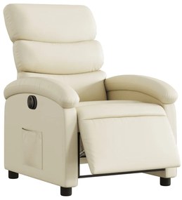 Poltrona reclinável elétrica couro artificial cor creme