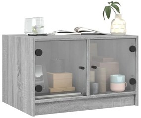 Mesa de centro c/ portas de vidro 68x50x42 cm cinza sonoma