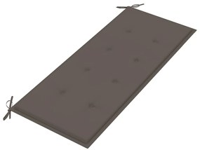 Banco Batávia c/ almofadão cinza-acastanhado 120 cm teca maciça