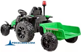 Trator Electrico para crianças Electrico Peketrac 9100 com Comando 2.4G e Reboque Verde