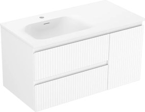 Mexen Rivel móvel de casa de banho 90 cm com lavatório Vela esquerdo, 2G, 1P, estofado, branco mate