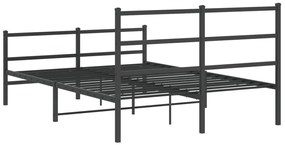 Estrutura de cama com cabeceira e pés 140x190 cm metal preto
