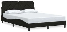 Estrutura de cama sem colchão 140x190 cm tecido preto