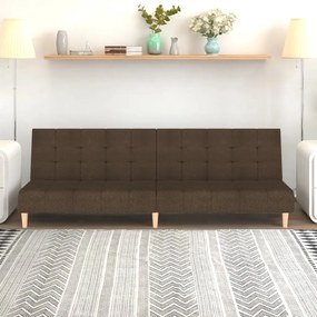 vidaXL Sofá-cama de 2 lugares tecido castanho