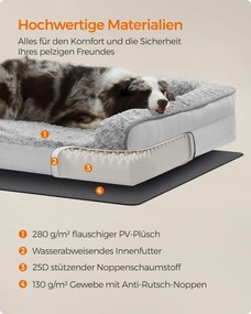 Cama ortopédica para cães com capa de pelúcia 106 x 81 x 18 cm (C x L x A) cinzenta