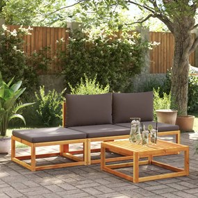 vidaXL 4 pcs conjunto de sofás de jardim com almofadões acácia maciça