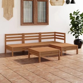 vidaXL 5 pcs conjunto lounge de jardim pinho maciço castanho mel