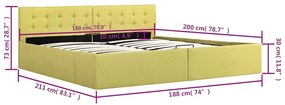 Cama hidráulica com arrumação 180x200 cm tecido amarelo-lima